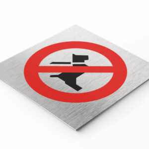 PLAQUETTE OPTIQUE INOX 120X120X1 mm "INTERDIT CHIEN"