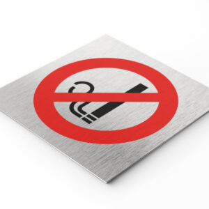 PLAQUETTE OPTIQUE INOX 120X120X1 mm "INTERDIT DE FUMER"