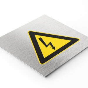 PLAQUETTE OPTIQUE INOX 120X120X1 mm "HAUTE TENSION"