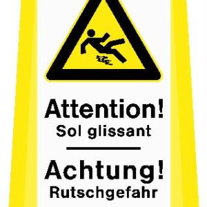 INDICATEUR REPLIABLE EN PVC JAUNE
h= 673 mm " SOL GLISSANT " double-face