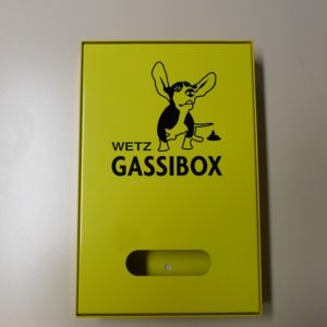 SUPPORT PORTE SACHET GASSIBOX
laqué en JAUNE avec picto