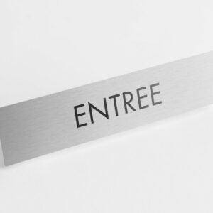 PLAQUETTE OPTIQUE INOX 180x40x1 mm "ENTREE"
