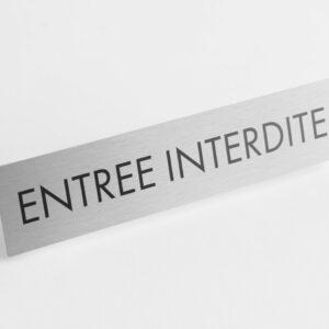 PLAQUETTE OPTIQUE INOX 180x40x1 mm "ENTREE INT."