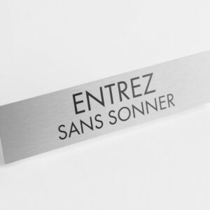 PLAQUETTE OPTIQUE INOX 180x40x1 mm "SANS SONNEZ"