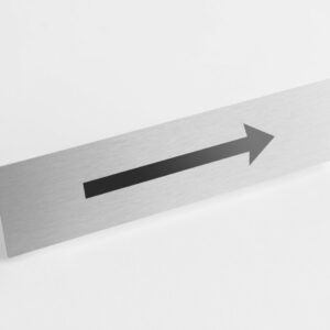 PLAQUETTE OPTIQUE INOX 180x40x1 mm "<---"