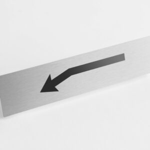 PLAQUETTE OPTIQUE INOX 180x40x1 mm "< ---"