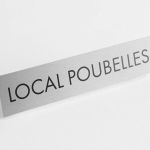 PLAQUETTE OPTIQUE INOX 180x40x1 mm "L. POUBELLES"