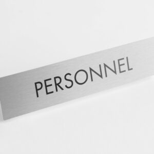 PLAQUETTE OPTIQUE INOX 180x40x1 mm "PERSONNEL"