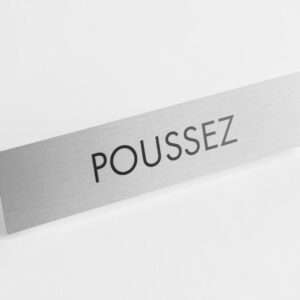 PLAQUETTE OPTIQUE INOX 180x40x1 mm "POUSSEZ"