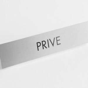 PLAQUETTE OPTIQUE INOX 180x40x1 mm "PRIVE"