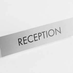PLAQUETTE OPTIQUE INOX 180x40x1 mm "RECEPTION"