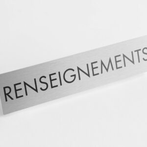 PLAQUETTE OPTIQUE INOX 180x40x1 mm "RENSEIGNEMENTS"