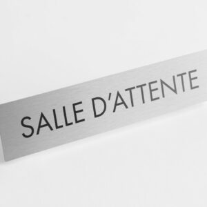 PLAQUETTE OPTIQUE INOX 180x40x1 mm "S. D'ATTENTE"