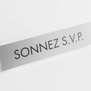 PLAQUETTE OPTIQUE INOX 180x40x1 mm "SONNEZ"