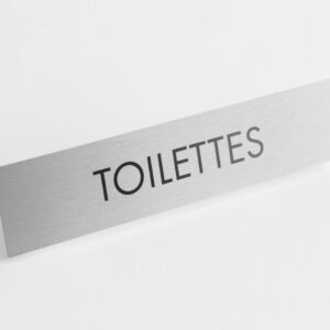 PLAQUETTE OPTIQUE INOX 180x40x1 mm "TOILETTES"