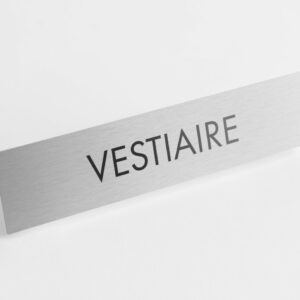 PLAQUETTE OPTIQUE INOX 180x40x1 mm "VESTIAIRE"