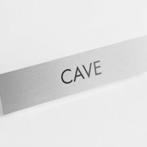 PLAQUETTE OPTIQUE INOX 180x40x1 mm "CAVE"
