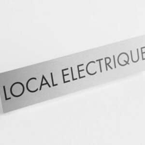 PLAQUETTE OPTIQUE INOX 180x40x1 mm "LOCAL ELECTRIQUE"