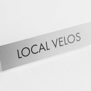 PLAQUETTE OPTIQUE INOX 180x40x1 mm "LOCAL VELOS"