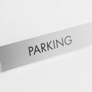 PLAQUETTE OPTIQUE INOX 180x40x1 mm "PARKING"