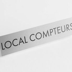 PLAQUETTE OPTIQUE INOX 180x40x1 mm "LOCAL COMPTEURS"