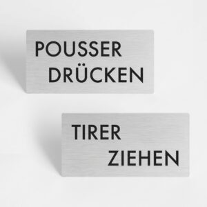 JEU DE PLAQUETTES OPTIQUE INOX 80x40x1mm "POUSSER/DRUCKEN-TIRER/ZIEHEN
