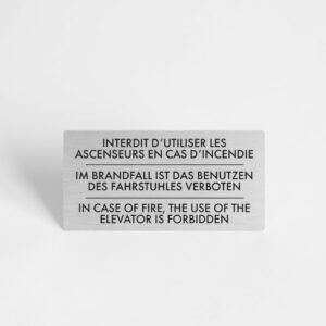 PLAQUETTE OPTIQUE INOX 80x40x1mm "ASCENSEUR/FAHRSTUHL"