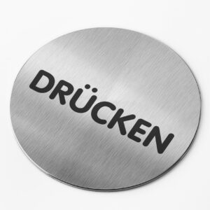 PICTO  INOX  Ø 65mm   " DRÜCKEN "