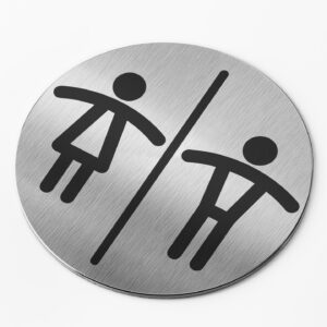 PICTO  INOX  Ø 83 mm   " WC H / D "