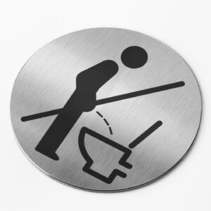 PICTO  INOX  Ø 83 mm   "  PRIERE DE S'ASSOIR  "