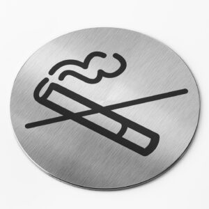 PICTO  INOX  Ø 83 mm   "  INTER. FUMER  "