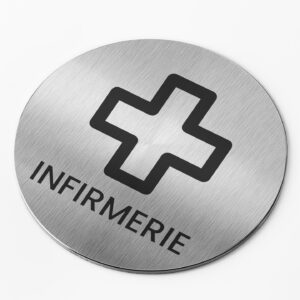 PICTO  INOX  Ø 83 mm   " INFIRMERIE"