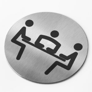 PICTO  INOX  Ø 83 mm   " SALLE DE REUNION"