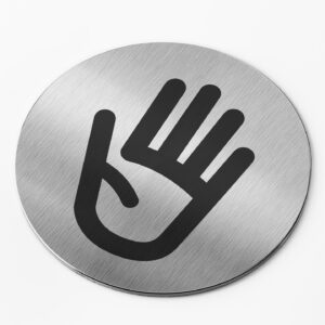 PICTO  INOX  Ø 83 mm   " ACCES INTERDIT "