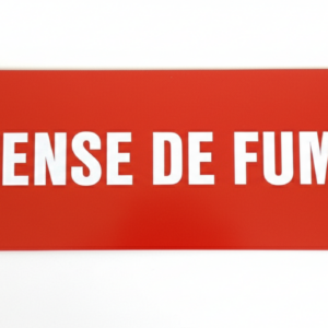 RECTANGLE EN ALUMINIUM PLAT : 1,5 MM,DIMENSIONS: 300 x 100 MM,"DEFENSE DE FUMER"