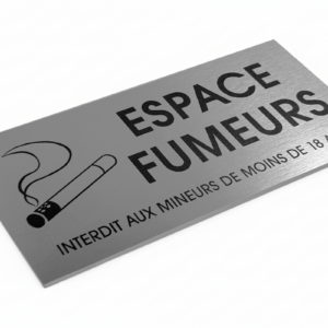 PLAQUE OPTIQUE INOX ESPACE FUMEURS200 x 90 mm nature  / noir