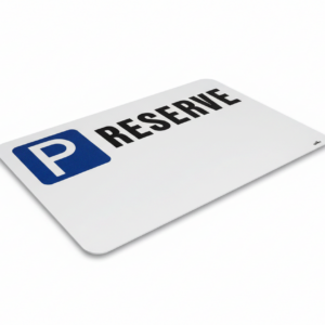 PLAQUE "P RESERVE+ place libre " - RECTANGLE EN ALUMINIUM PLAT : 2 MM,DIMENSIONS: 410 x 250 MM