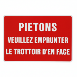 RECTANGLE EN ALUMINIUM PLAT : 2 MM,DIMENSIONS: 500 x 350 MM,"PIETONS........etc.."