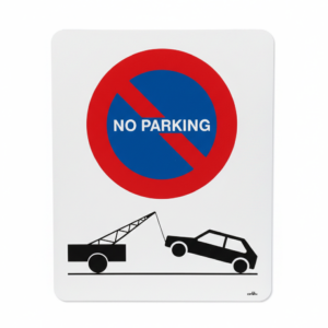 RECTANGLE EN ALUMINIUM PLAT : 2 MM,DIMENSIONS: 320 x 400 MM,"NO PARKING + DEPANNEUSE"
