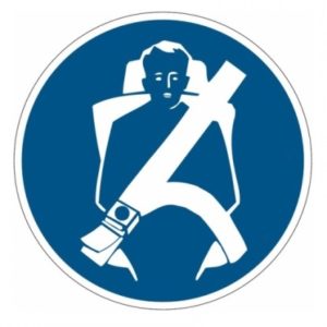 AUTOCOLLANT  ROND  200 mm
"CEINTURE DE SECURITE OBLIGATOIRE"