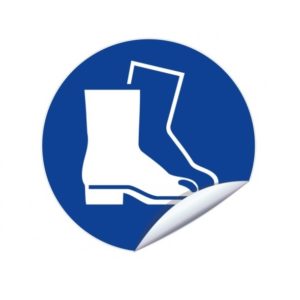 AUTOCOLLANT  ROND  100 mm
"PORT CHAUSSURE SECURITE OBLIGATOIRE"