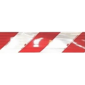 BANDE AUTOCOL. BLANC/ROUGE H.I. 141 mm
par mètre " A DROITE "
