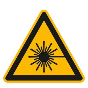 AUTOCOLLANT  TRIANGLE 200 mm
"ATTENTION DANGER LASER"
