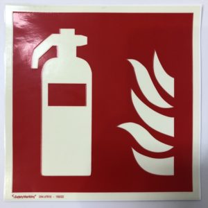 AUTOCOLLANT CARRE  148 x 148 mm
"EXTINCTEUR"