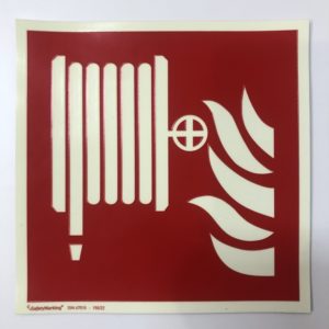 AUTOCOLLANT CARRE  148 x 148 mm
"LANCE INCENDIE"