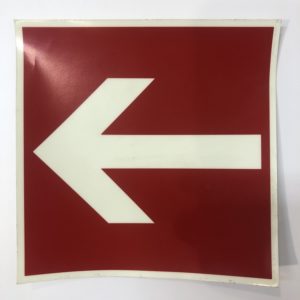 AUTOCOLLANT PHOSPHOR.  148 x 148 mm,
"FLECHE"