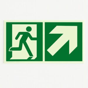 RECTANGLE EN ALUMINIUM : 0,8 MM,PHOSPHOR.DIMENSIONS: 300 x 150 mm,"SORTIE DE SECOURS HAUT DROITE"