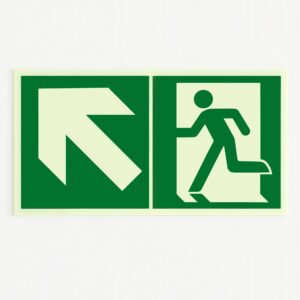 RECTANGLE EN ALUMINIUM : 0,8 MM,PHOSPHOR.DIMENSIONS: 300 x 150 mm,"SORTIE DE SECOURS HAUT GAUCHE"