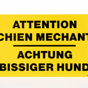 RECTANGLE EN ALUMINIUM PLAT : 2 MM,DIMENSIONS: 410 x 250 MM,"ATTENTION CHIEN MECHANT"