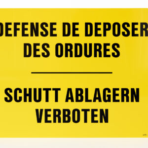 RECTANGLE EN ALUMINIUM PLAT : 2 MM,DIMENSIONS: 500 x 400 MM,"DEFENSE DE DEPOSER DES ORDURES"